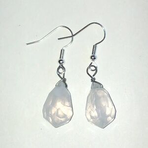Handcrafted Upcycled Faux Quartz Teardrop Dangle Earrings